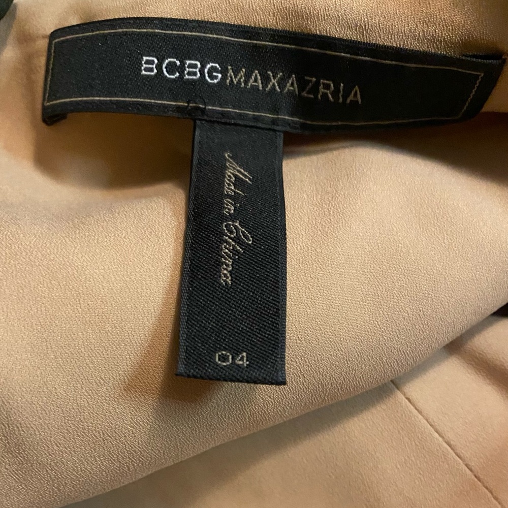 BCBG Max Azria Abigail Embroidered Cocktail Dress Champagne Mini Size 4 Wedding - Picture 2 of 6